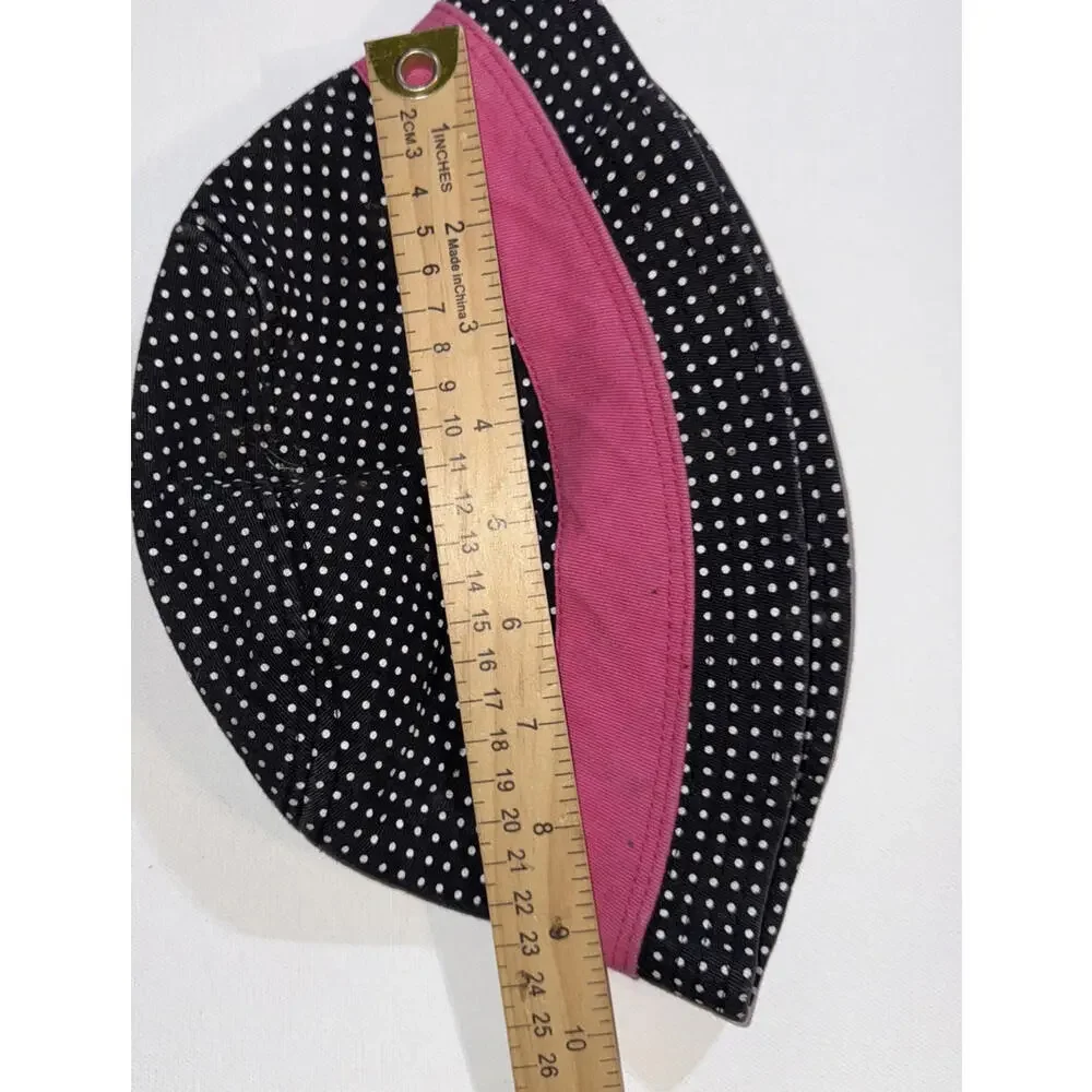 Hello Kitty Black Pink Y2K‎ Cat Cartoon Polka Dot Y2K Bucket Hat